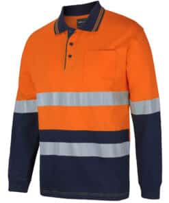 Hi Vis (D+N) L/S Cotton Polo – Mens – 6DCPL