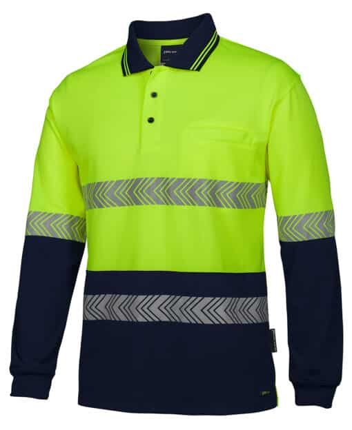 Hi Vis L/S Segmented Tape Polo - Mens - 6HLST - Image 2