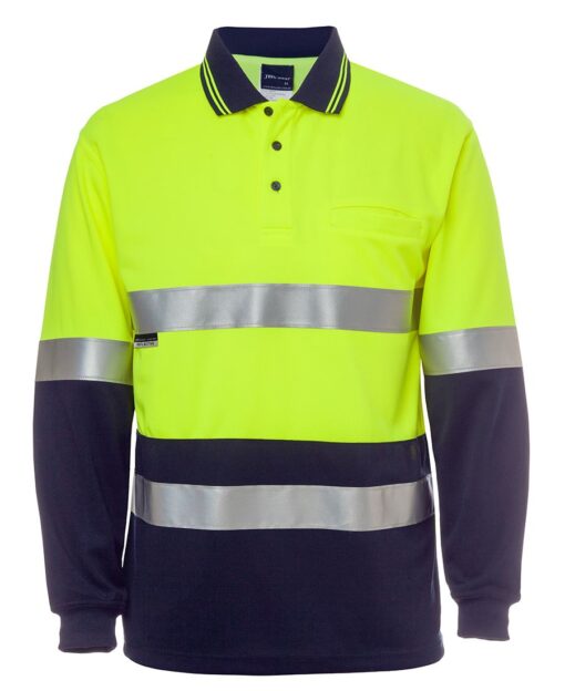 Hi Vis L/S (D+N) Cotton Back Polo- Mens - 6HMCB