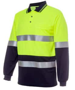 Hi Vis L/S (D+N) Cotton Back Polo- Mens – 6HMCB