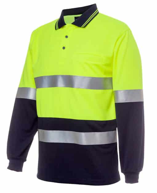 Hi Vis L/S (D+N) Cotton Back Polo- Mens - 6HMCB - Image 2