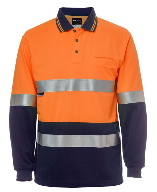 Hi Vis L/S (D+N) Cotton Back Polo- Mens - 6HMCB - Image 5