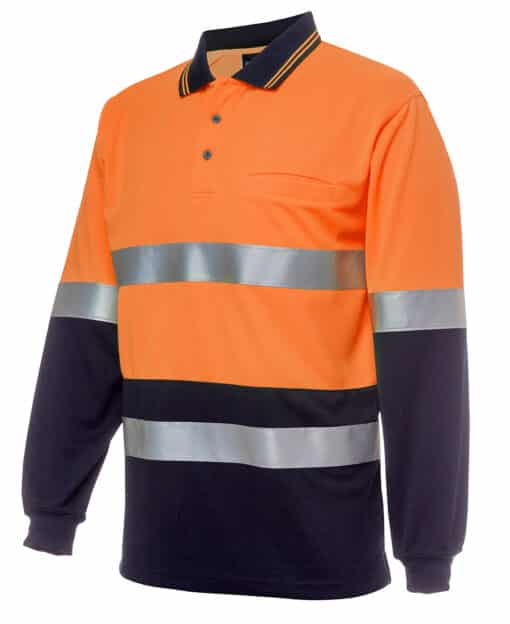 Hi Vis L/S (D+N) Cotton Back Polo- Mens - 6HMCB - Image 7