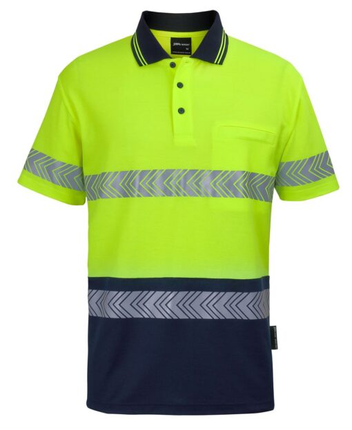 Hi Vis (D+N) Cotton Back S/S Segmented Tape Polo - Mens - 6HMSS