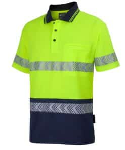 Hi Vis (D+N) Cotton Back S/S Segmented Tape Polo – Mens – 6HMSS