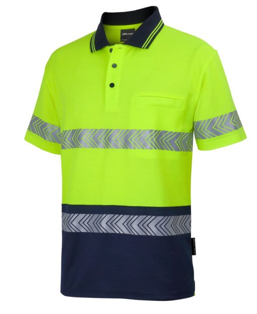 Hi Vis (D+N) Cotton Back S/S Segmented Tape Polo - Mens - 6HMSS - Image 2