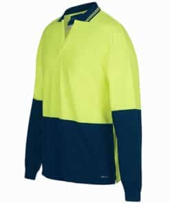 Hi Vis L/S Non Button Polo – Mens – 6HNBL