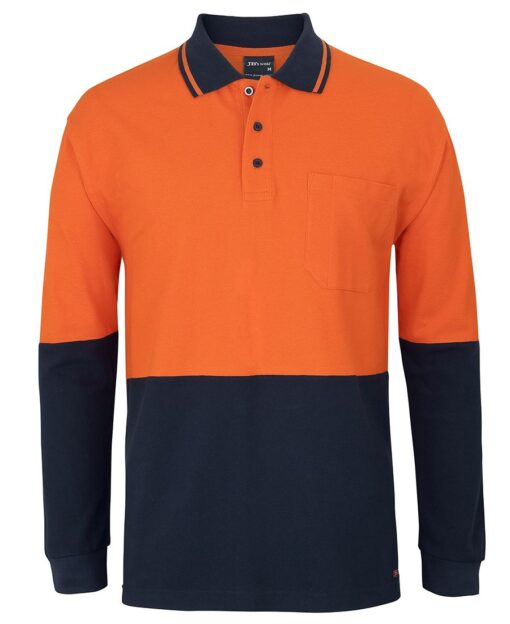Hi Vis L/S Cotton Pique Trad Polo - Mens - 6HVQL