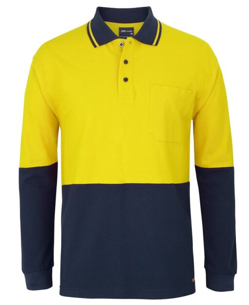 Hi Vis L/S Cotton Pique Trad Polo - Mens - 6HVQL - Image 5
