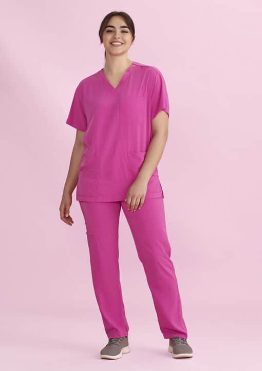 Pink V-Neck Scrub Pant - Unisex - Image 3