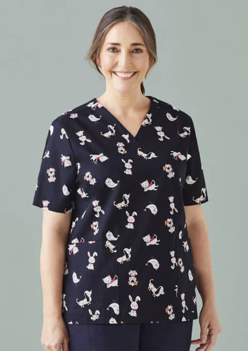 Printed Best Friends Scrub Top - Womens