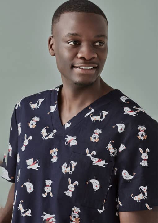 Printed Best Friends Scrub Top - Mens - Image 3