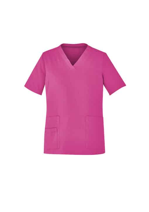 Pink V-Neck Scrub Top - Unisex - Image 4