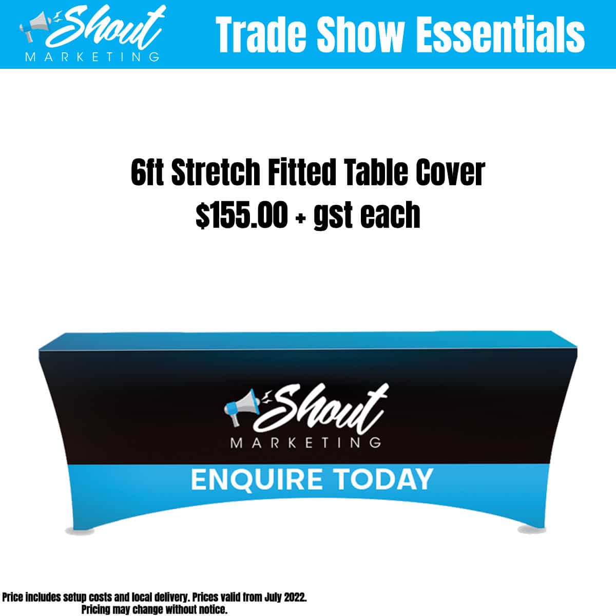 6ft Stretch Fitted Custom Printed Table Cover Trade Show Essentials