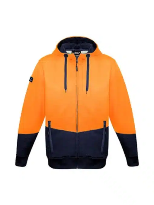 Unisex Hi Vis Textured Jacquard Full Zip Hoodie - Image 2