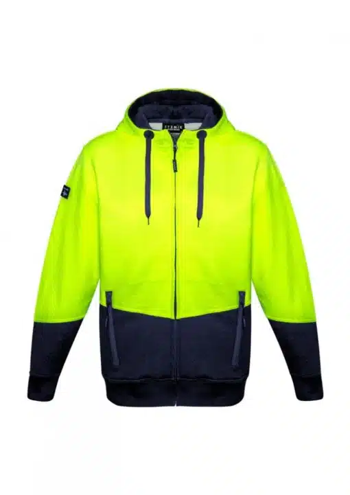 Unisex Hi Vis Textured Jacquard Full Zip Hoodie - Image 6